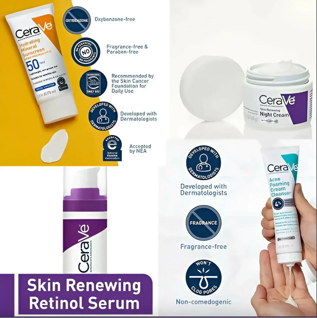 CeraVe 4-in-1 Complete Skincare Set – Complete Daily Skincare Routine for Healthy & Hydrated Skin